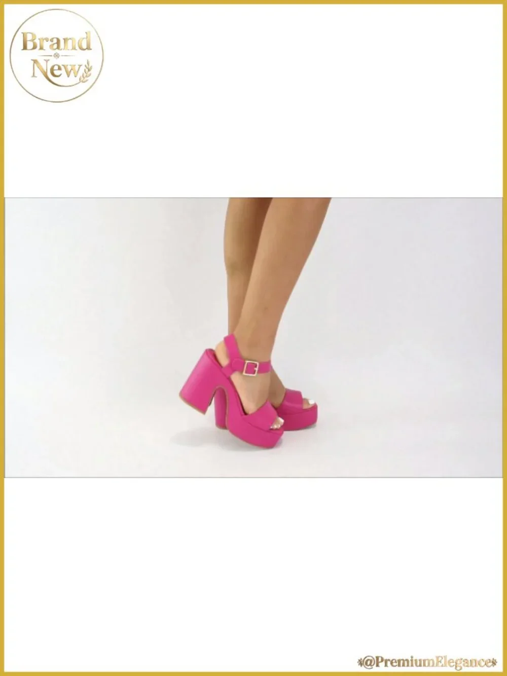 Platform Chunky High Heeled Sandal Open Toe Ankle Strap Vegan Leather